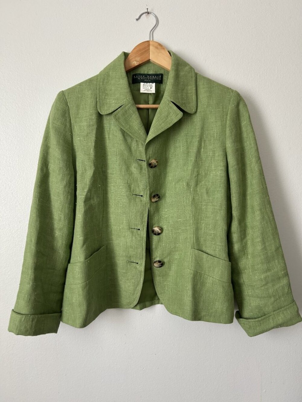 Harvé Benard 100% linen sage green petite blazer size 8P